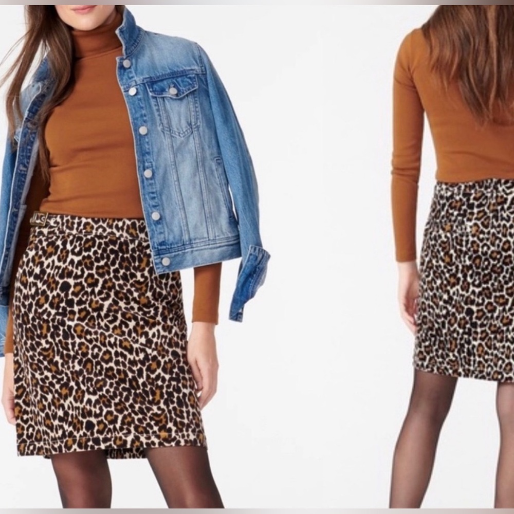J.Crew Buckle mini skirt in leopard corduroy size 10
